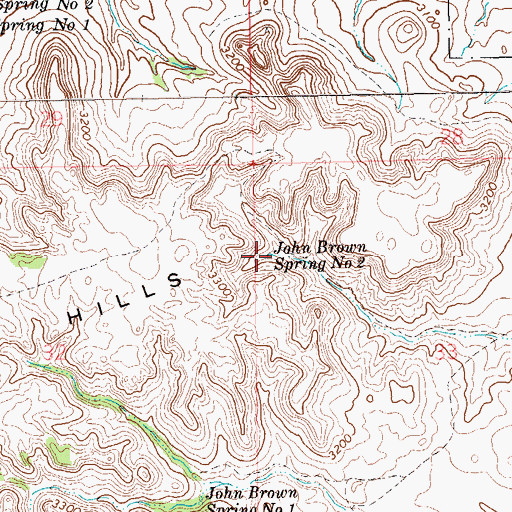 Topographic Map of John Brown Spring Number Two, SD