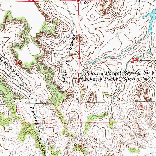 Topographic Map of Johnny Pocket Spring Number Two, SD