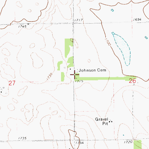 Topographic Map of Johnson Cemetery, SD