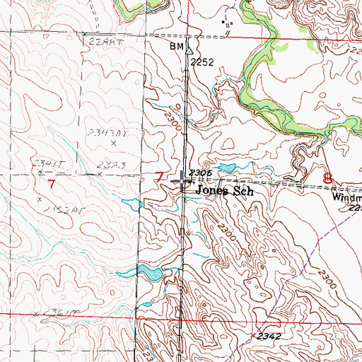 Topographic Map of Jones School, SD