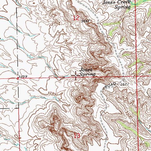 Topographic Map of Jones Spring, SD