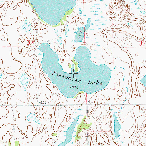 Topographic Map of Josephine Lake, SD