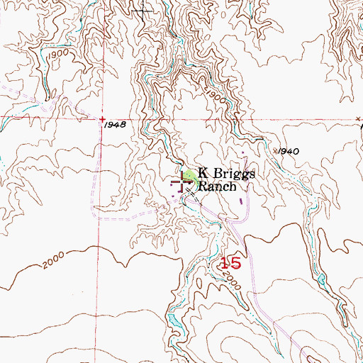 Topographic Map of K Briggs Ranch, SD