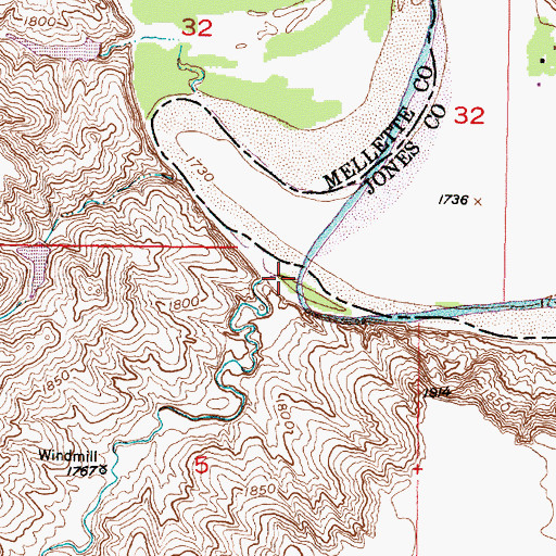 Topographic Map of Kaiser Creek, SD
