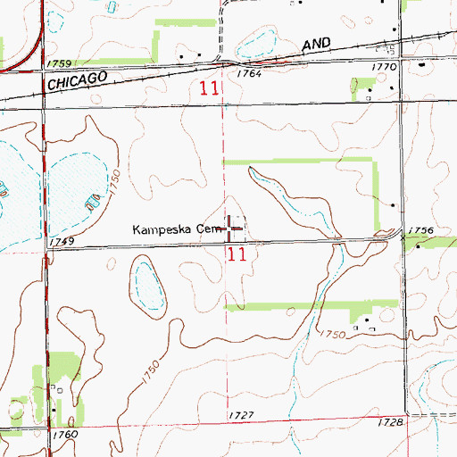 Topographic Map of Kampeska Cemetery, SD