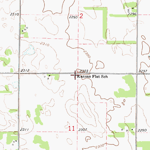 Topographic Map of Kansas Flat School, SD