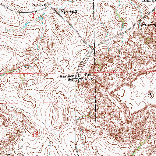 Topographic Map of Karinen School, SD