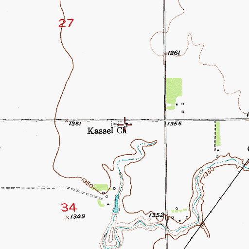 Topographic Map of Kassel Church, SD