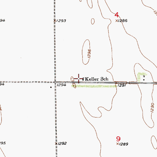 Topographic Map of Keller School, SD