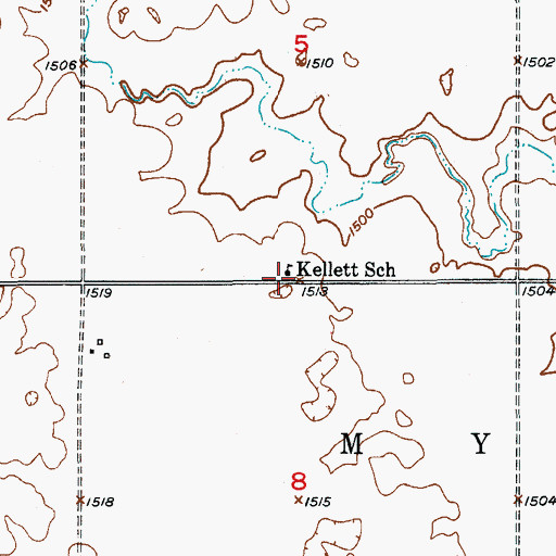 Topographic Map of Kellett School, SD