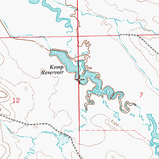 Topographic Map of Kemp Reservoir, SD