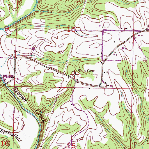 Topographic Map of Rice Cemetery, AL