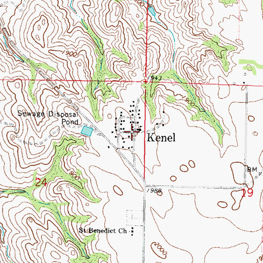 Topographic Map of Kenel, SD