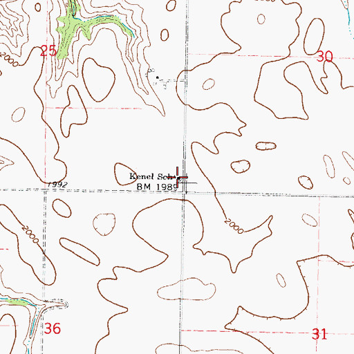Topographic Map of Kenel School, SD