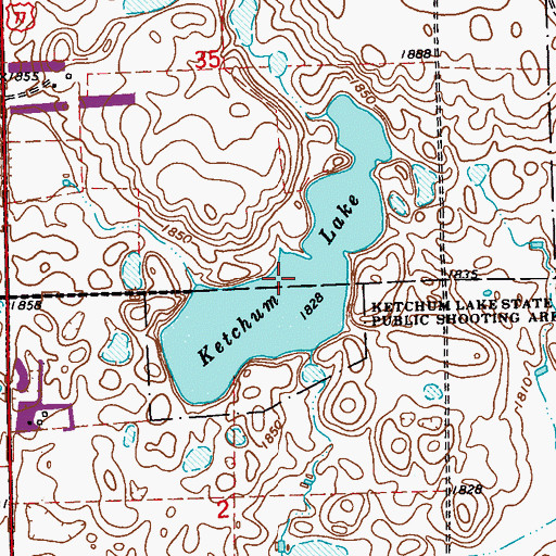 Topographic Map of Ketchum Lake, SD