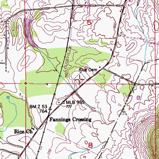 Topographic Map of Rice Cemetery, AL