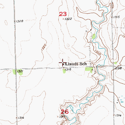 Topographic Map of Klaudt School, SD