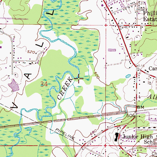 Topographic Map of Rice Creek, AL