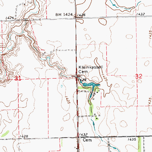 Topographic Map of Kleinkassell Cemetery, SD