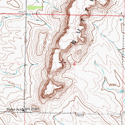 Topographic Map of Kline Buttes, SD