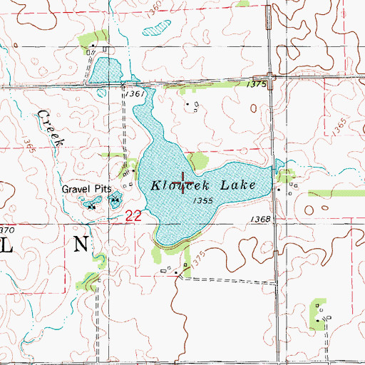 Topographic Map of Kloucek Lake, SD