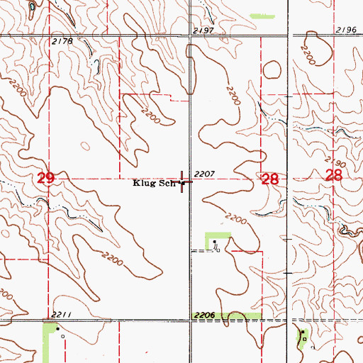 Topographic Map of Klug School, SD