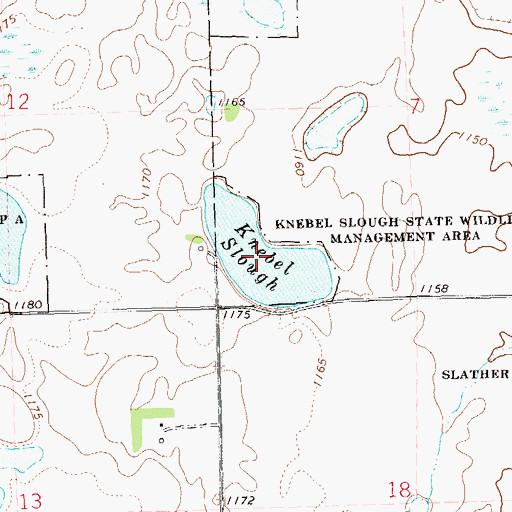 Topographic Map of Knebel Slough, SD