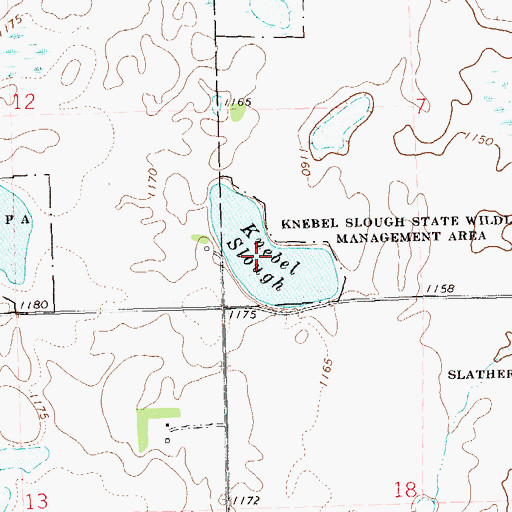 Topographic Map of Knebel Slough State Wildlife Management Area, SD