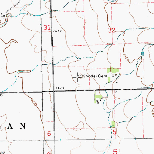 Topographic Map of Knodel Cemetery, SD