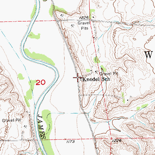 Topographic Map of Knodel School, SD