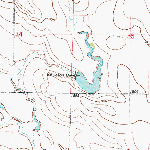 Topographic Map of Knudson Dam, SD