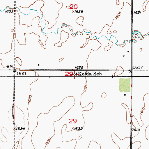 Topographic Map of Kolda School, SD