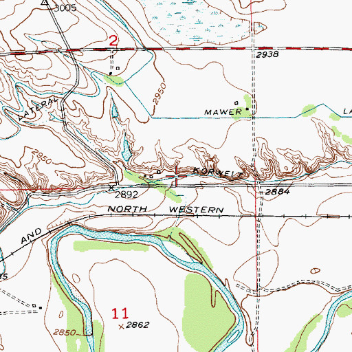 Topographic Map of Korwelt Lateral, SD