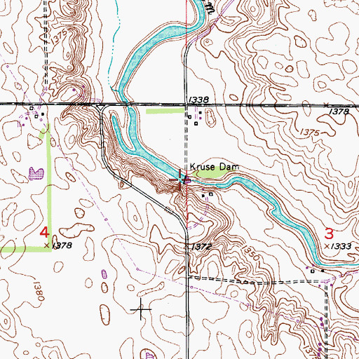Topographic Map of Kruse Dam, SD