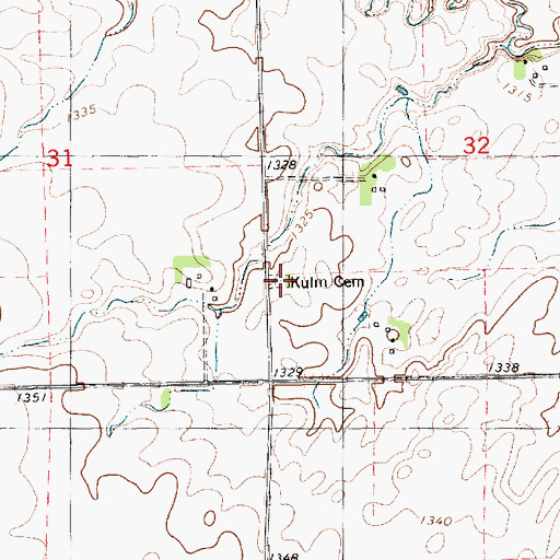 Topographic Map of Kulm Cemetery, SD