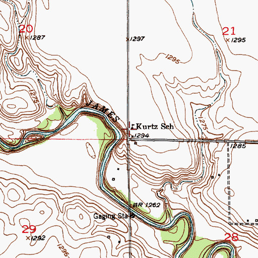 Topographic Map of Kurtz School, SD
