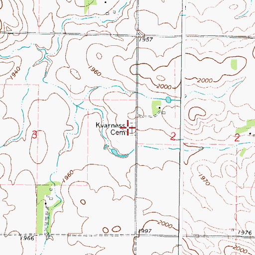 Topographic Map of Kvarness Cemetery, SD