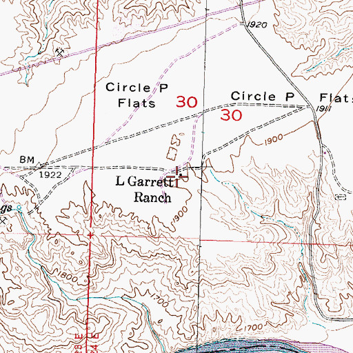 Topographic Map of L Garrett Ranch, SD