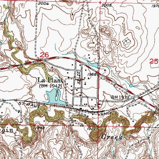 Topographic Map of La Plant, SD