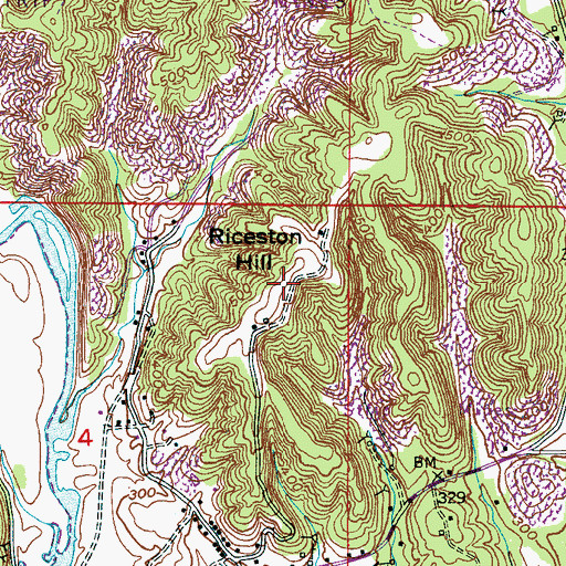 Topographic Map of Riceston Hill, AL