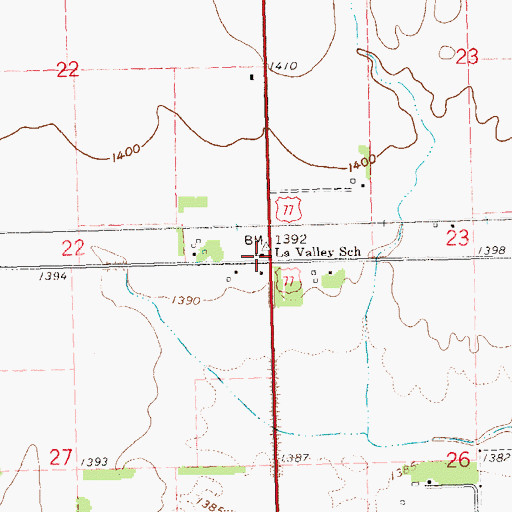 Topographic Map of LaValley School, SD