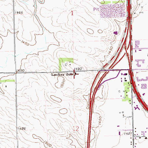 Topographic Map of Lackey School, SD