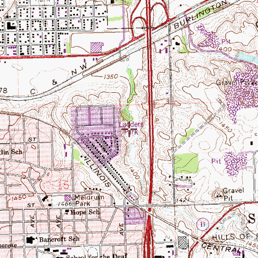 Topographic Map of Ladders Park, SD
