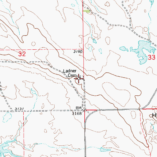 Topographic Map of Ladner Cemetery, SD