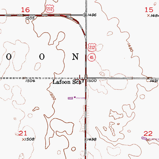 Topographic Map of LaFoon School, SD
