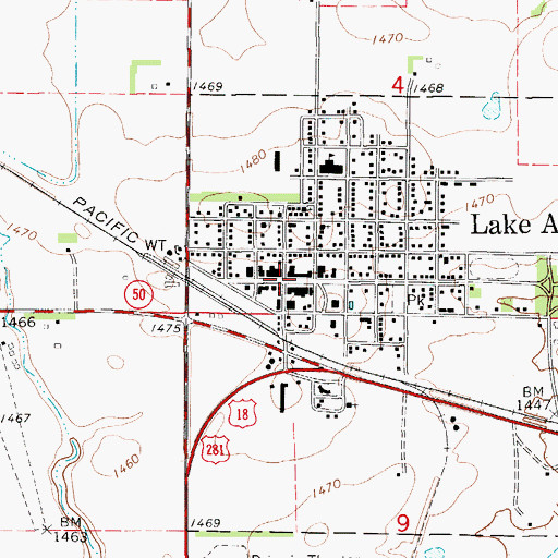 Topographic Map of Lake Andes, SD