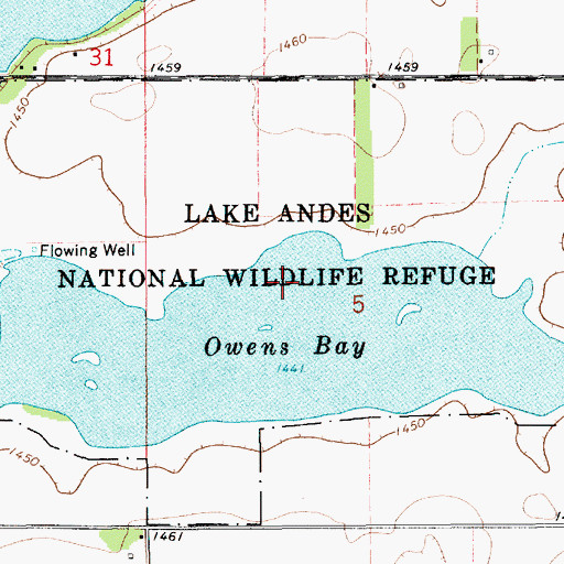 Topographic Map of Lake Andes National Wildlife Refuge, SD