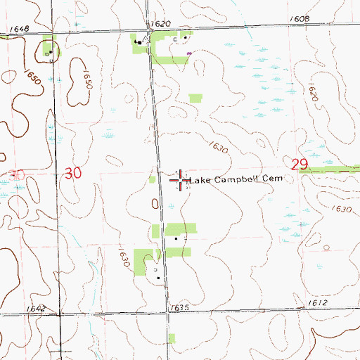 Topographic Map of East Lake Campbell Cemetery, SD