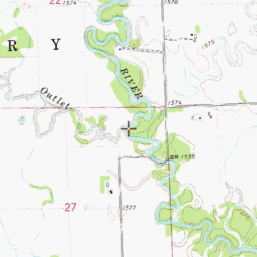 Topographic Map of Lake Campbell Outlet, SD