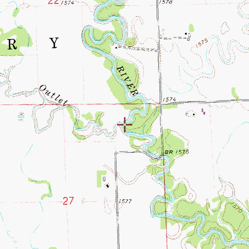 Topographic Map of Lake Campbell Outlet, SD